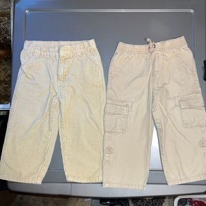 2 Pairs Boys Pants Khaki Cargo/Corduroy Size 2T